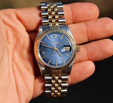 blue dial gold rolex|rolex vintage blue dial.